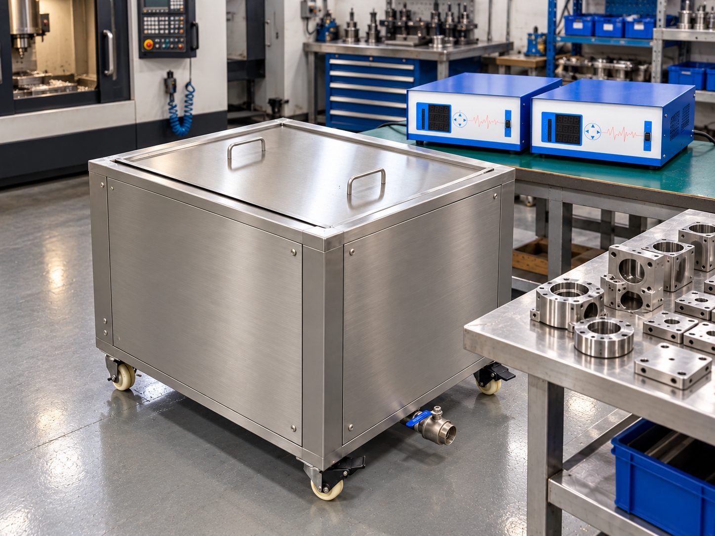 100L Batch Production Ultrasonic Cleaner | Machined Parts & Engine Components